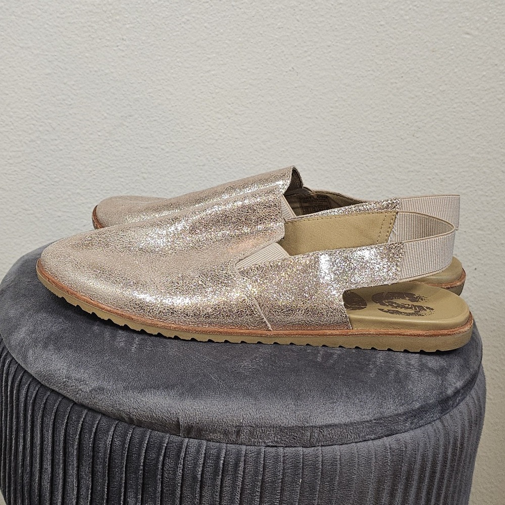 Sorel Ella‎ Slingback Mules Flats Shoes Metallic Rose Gold Leather Womens 9.5